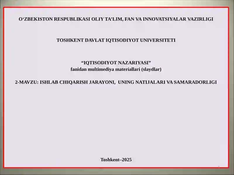 IQTISODIYOT NAZARIYASI