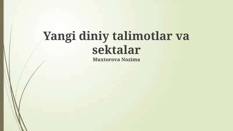 Yangi diniy harakatlarning ta'rifi 1