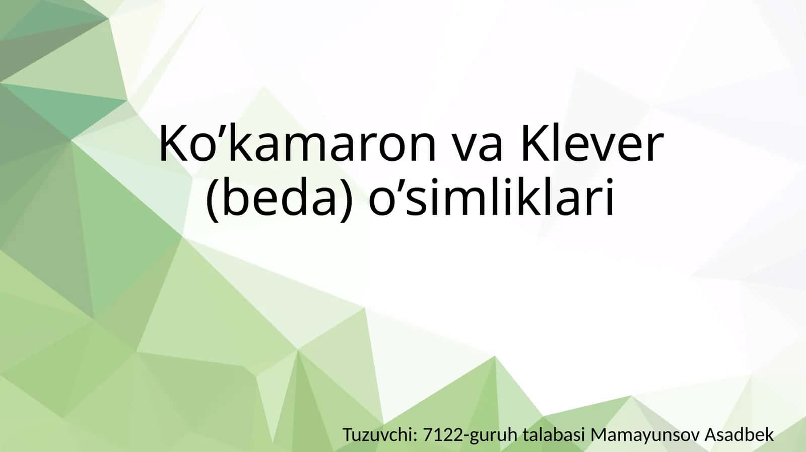 Ko’kamaron va Klever (beda) o’simliklari 1