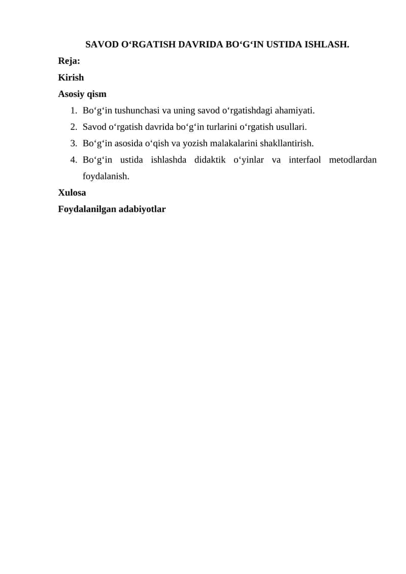 Savod O‘rgatish Davrida Bo‘g‘in Ustida Ishlash 1