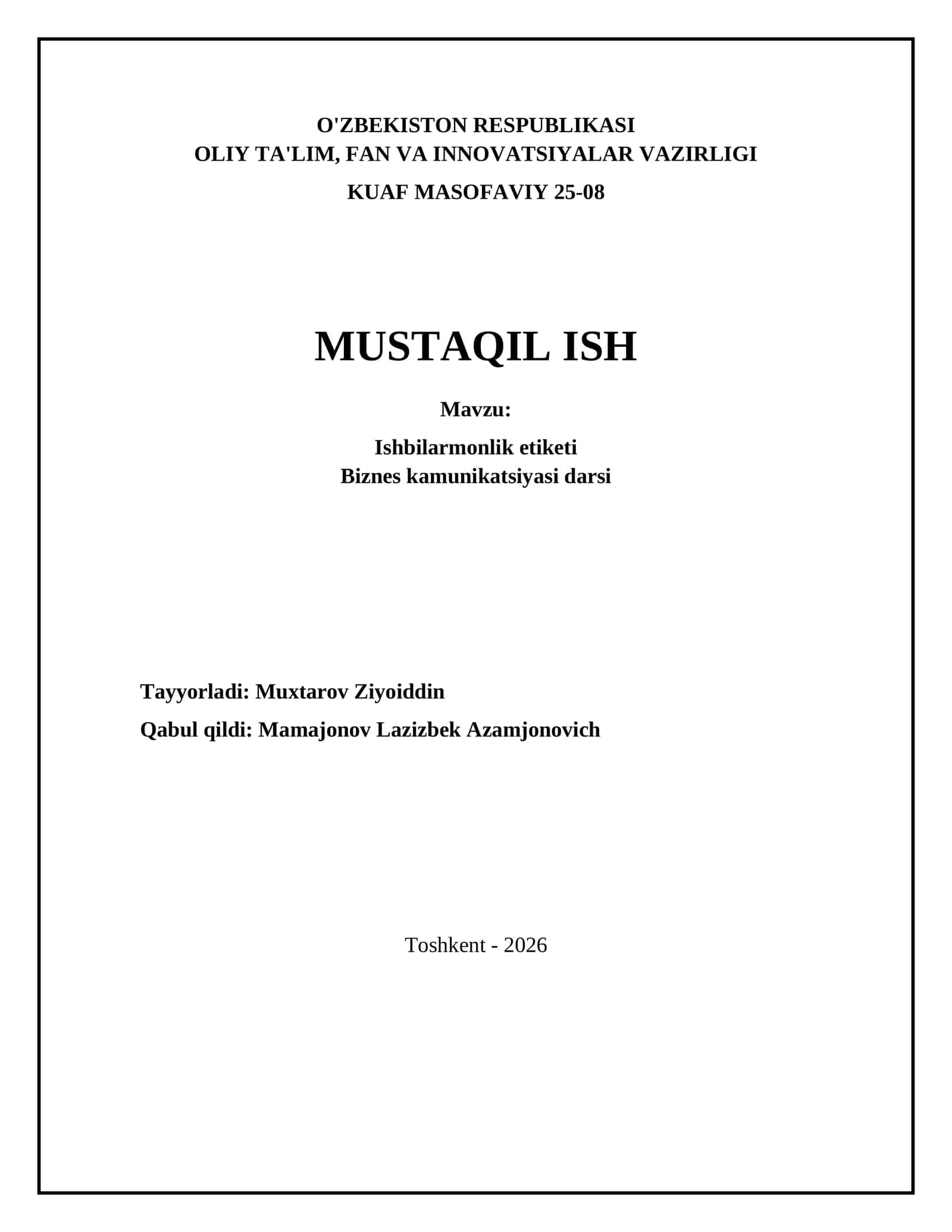 Ishbilarmonlik etiketi 1