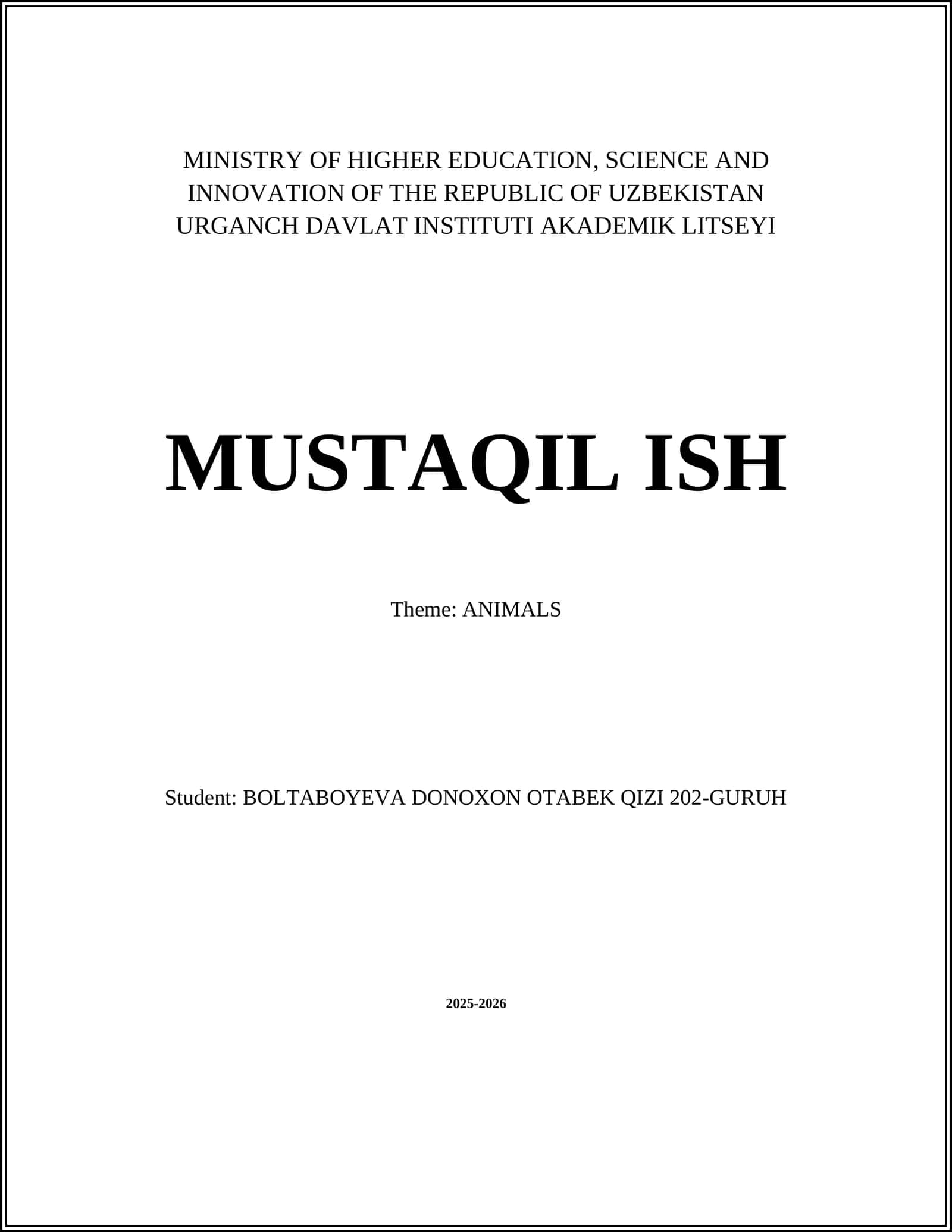 Animal Classification and Taxonomy 1