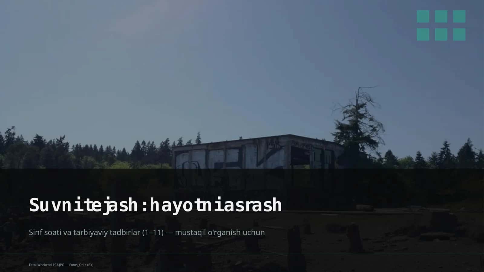 Suvni tejash: hayotni asrash 1