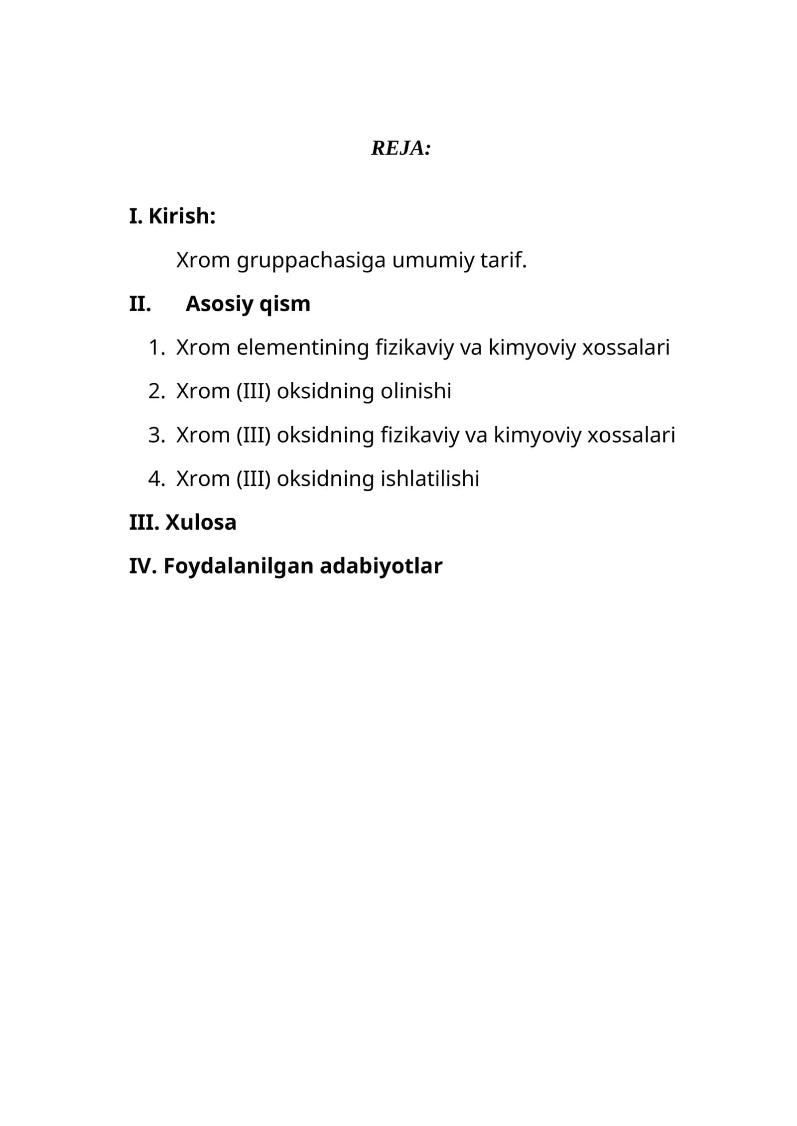 Xrom (III) oksidning fizikaviy va kimyoviy xossalari 1