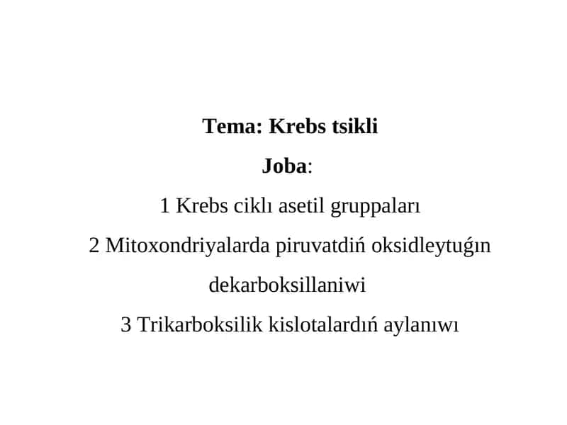 Trikarboksilik kislotalardıń aylanıwı 1