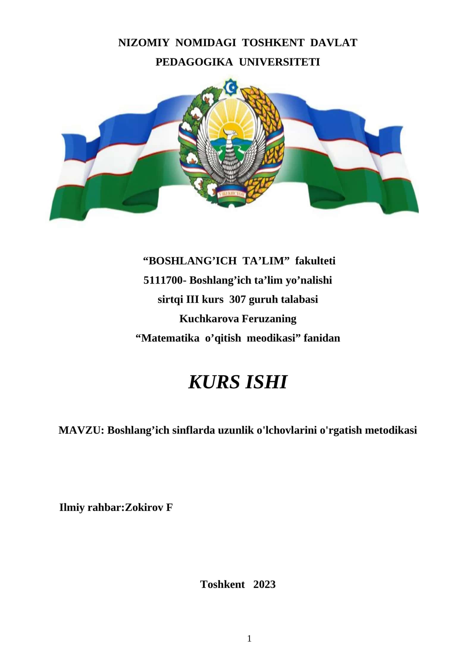 Boshlang’ich sinflarda uzunlik o'lchovlarini o'rgatish metodikasi 1