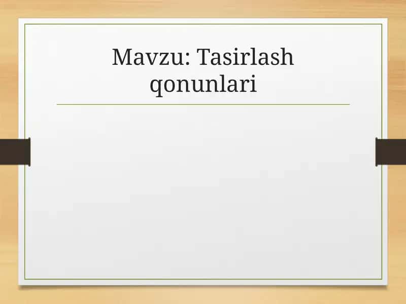 Tasirlash qonunlari 1
