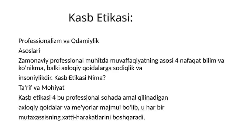 Kasb Etikasi 1