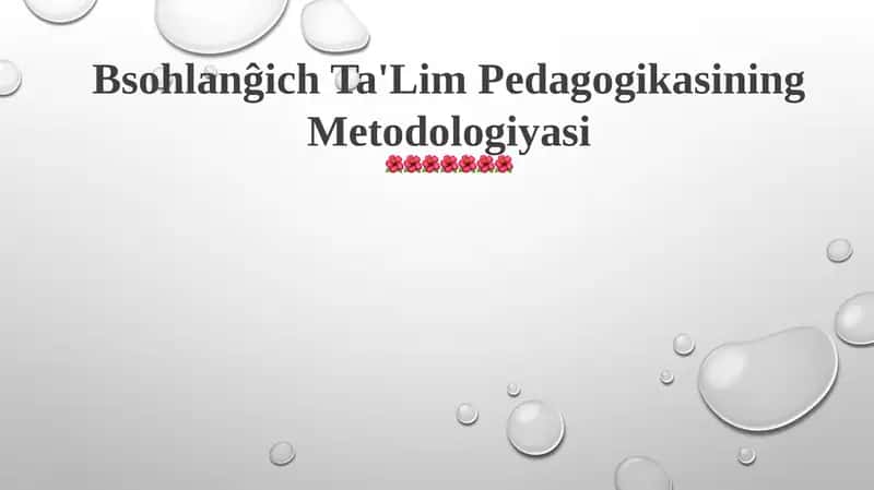 Bsohlanĝich Ta'Lim Pedagogikasining Metodologiyasi 1