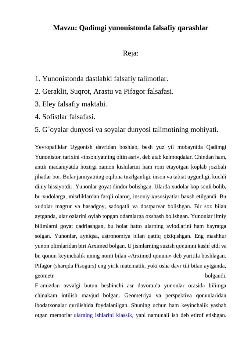 Qadimgi yunonistonda falsafiy qarashlar 1