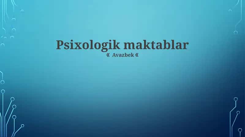 Psixologik maktablar 1