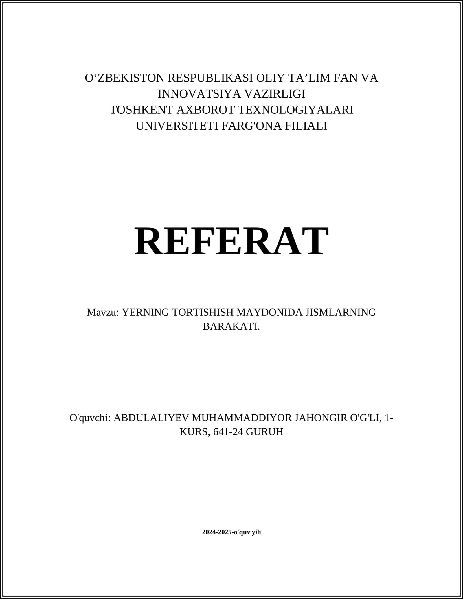 YERNING TORTISHISH MAYDONIDA JISMLARNING BARAKATI 1