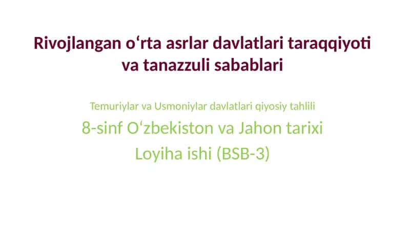 Temuriylar va Usmoniylar 1