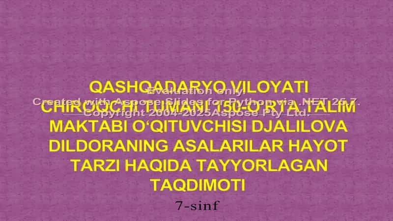 Asalarilarning Hayot Tarzi Haqida Taqdimot 1