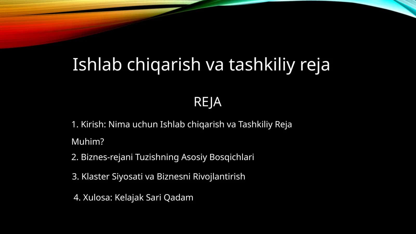 Ishlab chiqarish va tashkiliy reja 1