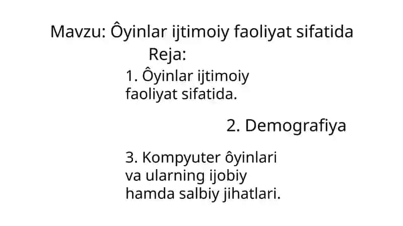 Ôyinlarijtimoiyfaoliyatsifatida
