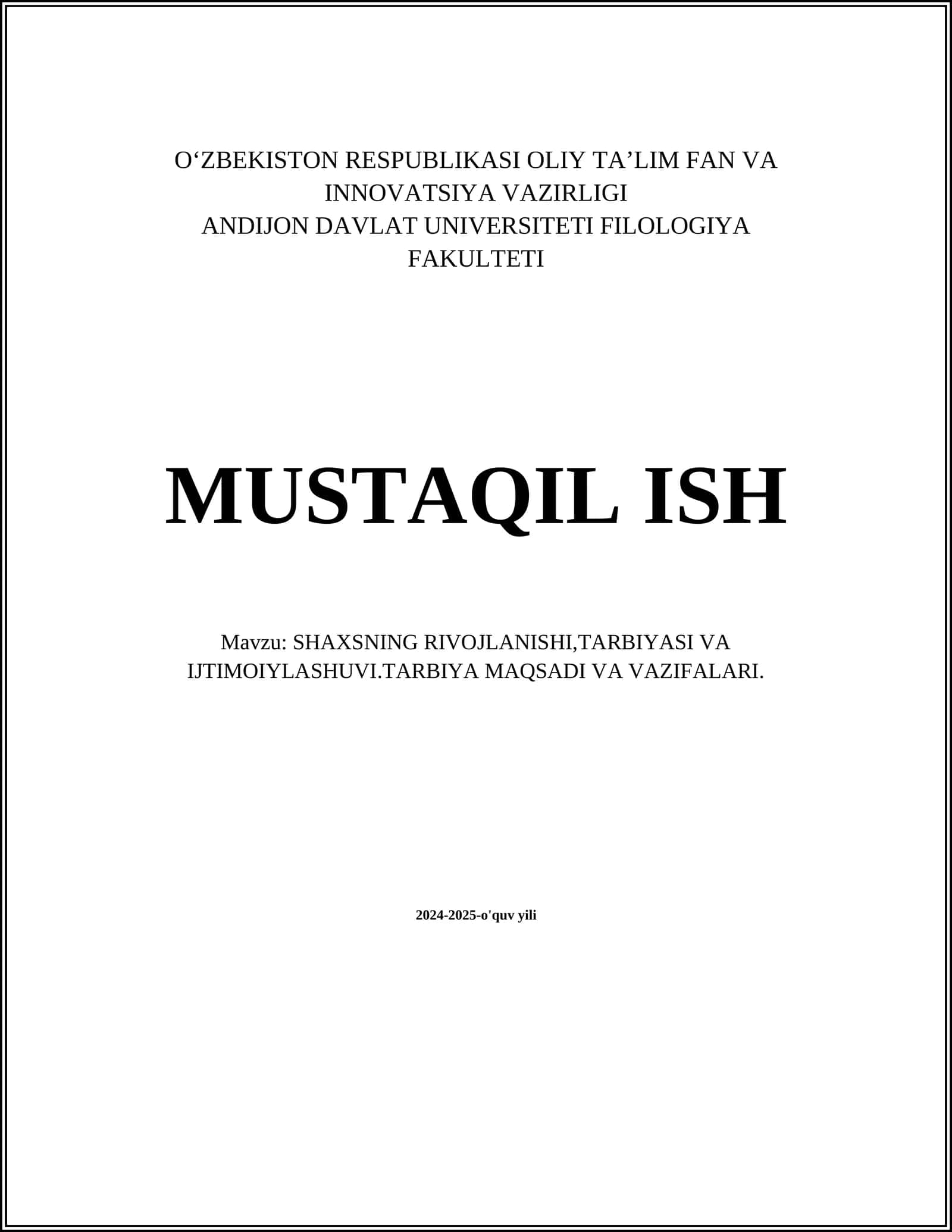 MUSTAQIL ISH 1