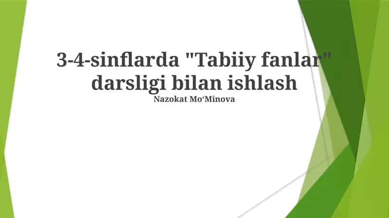 3-4-sinflarda "Tabiiy fanlar" darsligi bilan ishlash 1