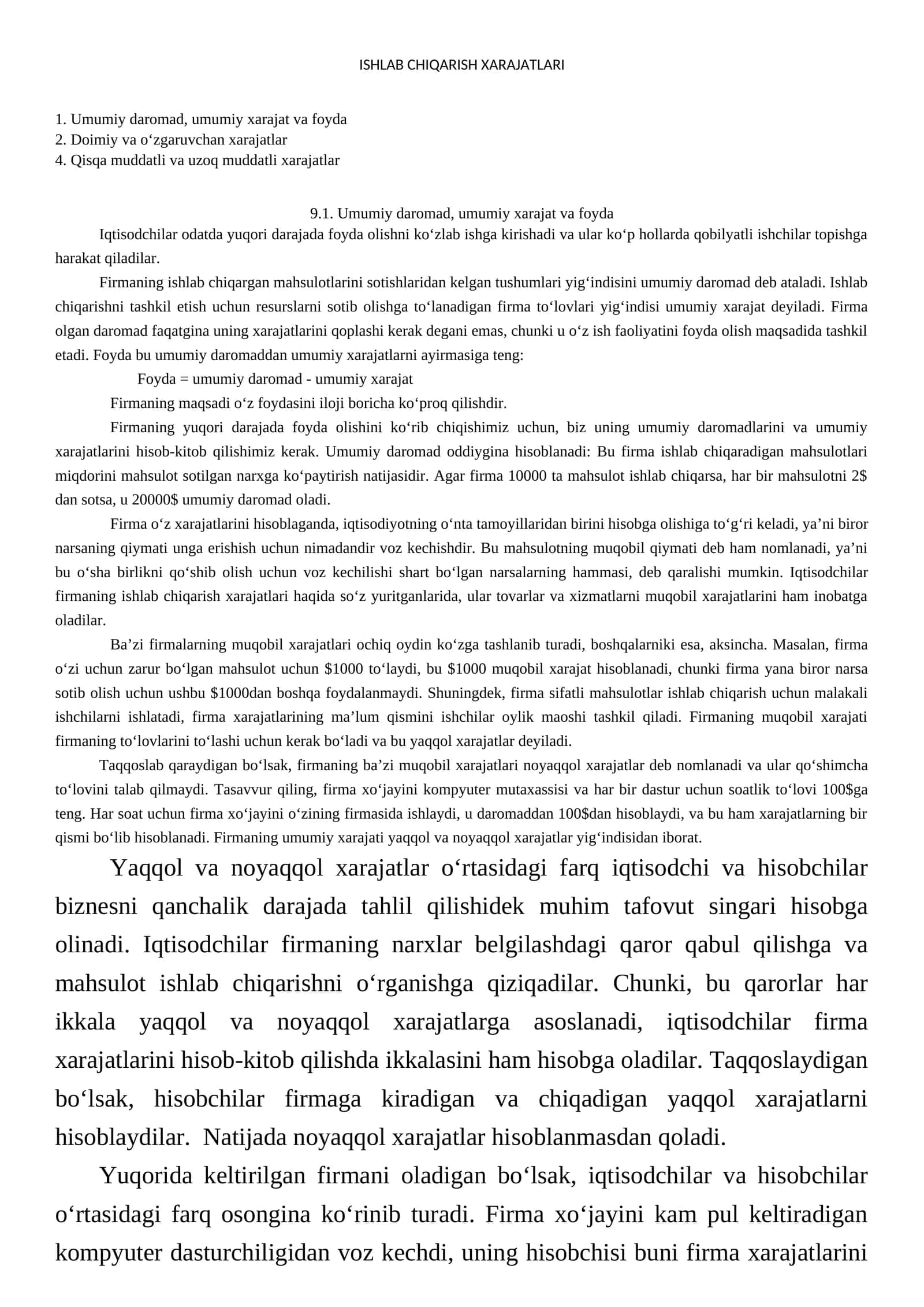ISHLAB CHIQARISH XARAJATLARI 1