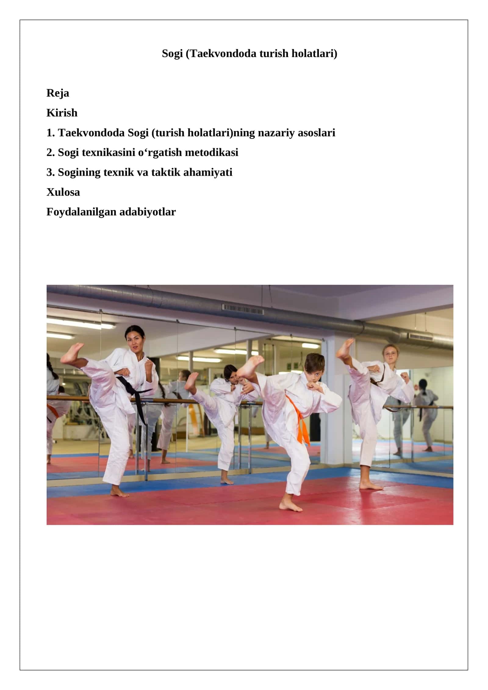 Sogi (Taekvondoda turish holatlari) 1