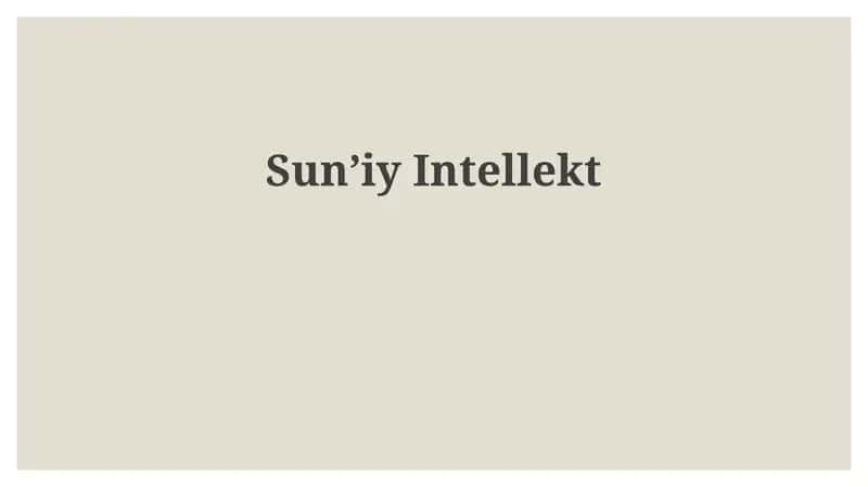 Sunʼiy Intellekt 1