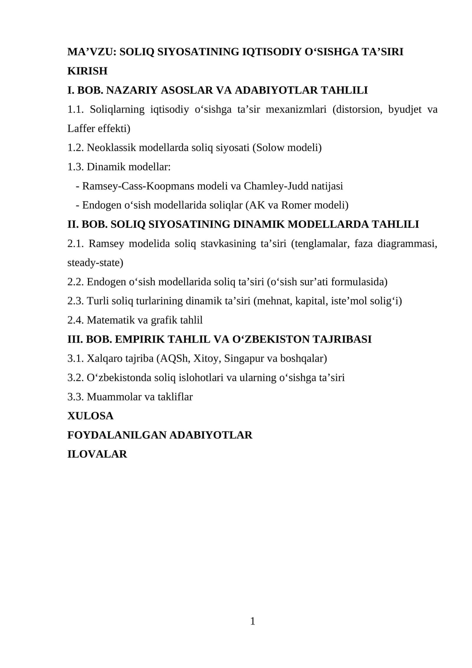SOLIQ SIYOSATINING IQTISODIY O‘SISHGA TA’SIRI 1