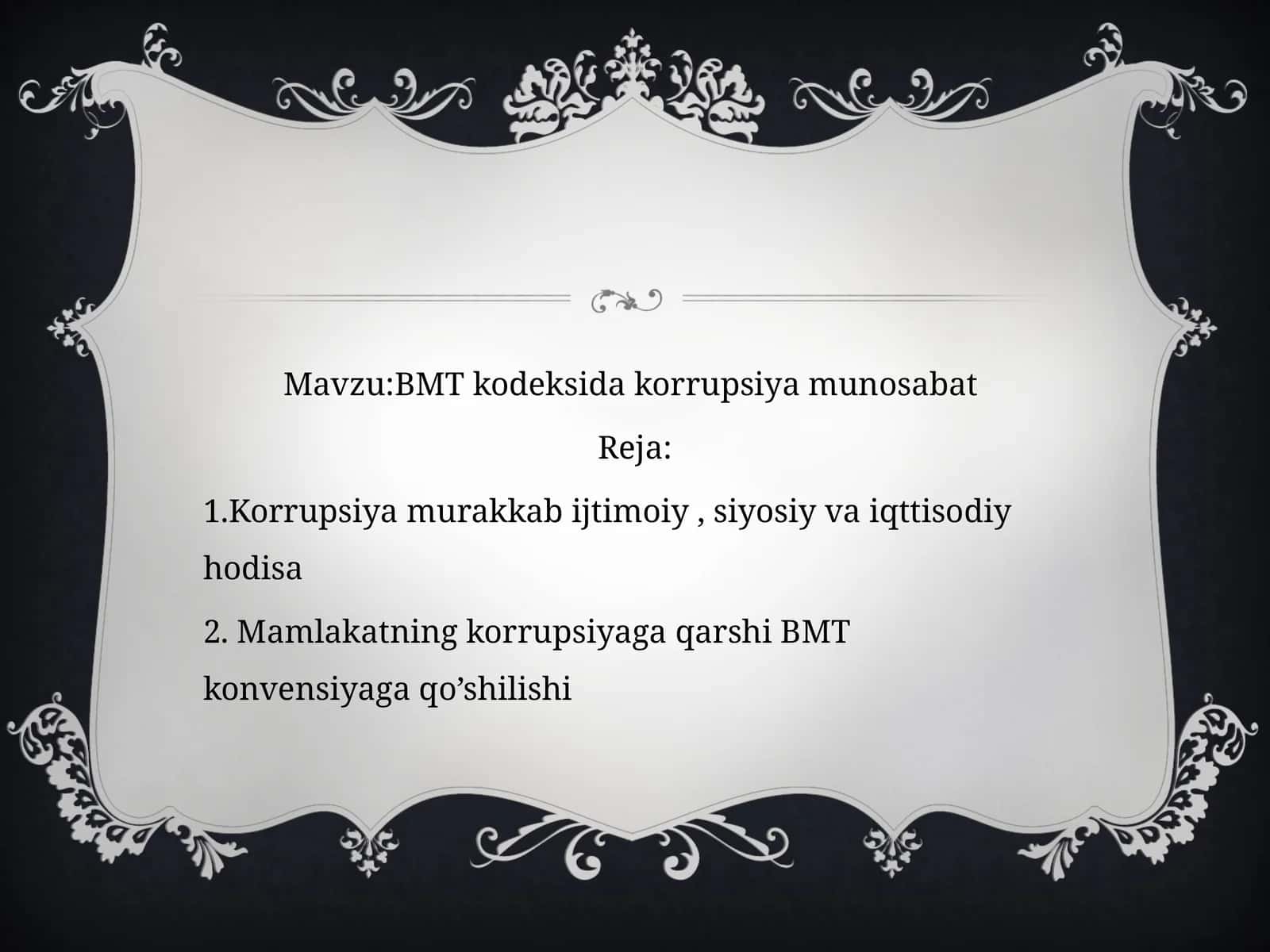 BMT kodeksida korrupsiyaga munosabat 1