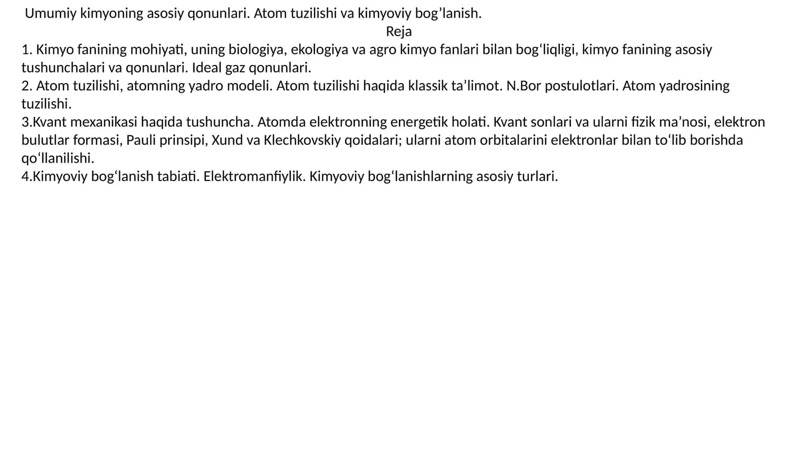 Umumiy kimyoning asosiy qonunlari 1