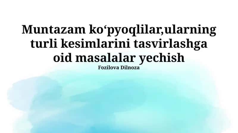 Muntazam ko'pburchaklarni Yechishdagi Muammolar 1