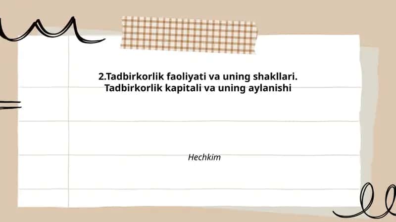 Tadbirkorlik faoliyati va uning shakllari 1