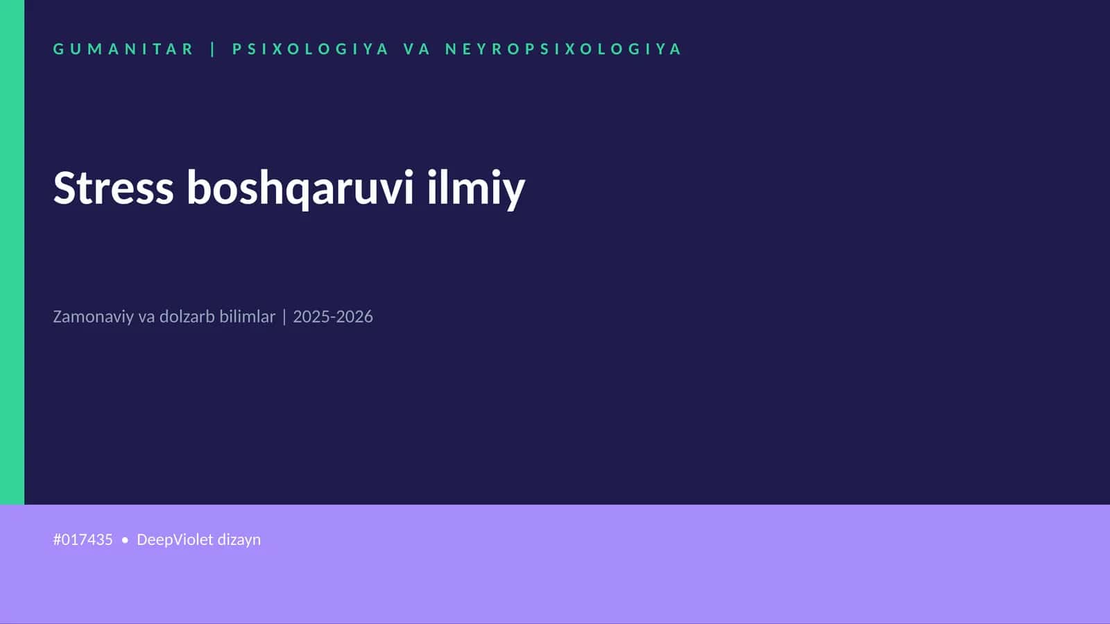 Stress boshqaruvi ilmiy 1