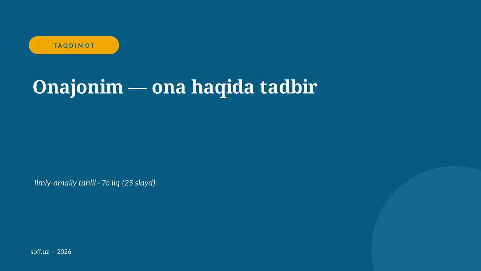 Onajonim - ona haqida tadbir 1