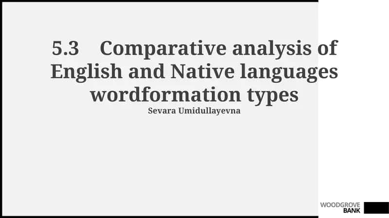 Word Formation Across Languages: A Comparative Overview 1