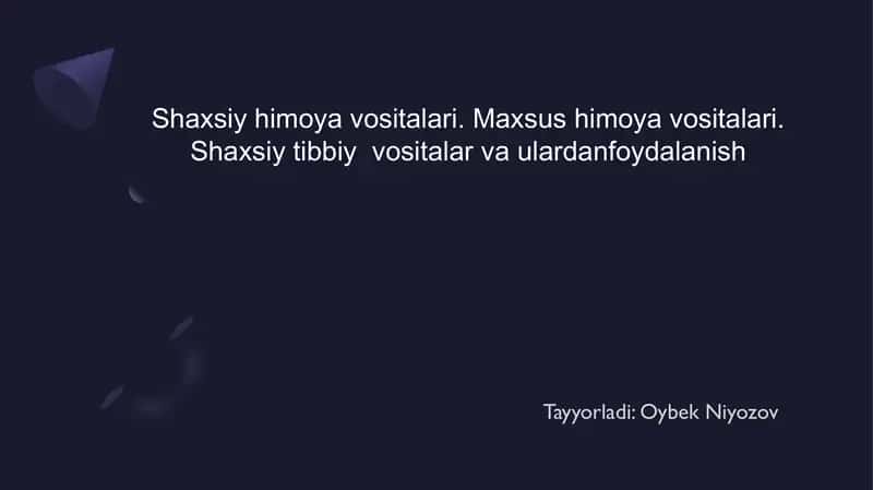 Shaxsiy himoya vositalari. Maxsus himoya vositalari 1