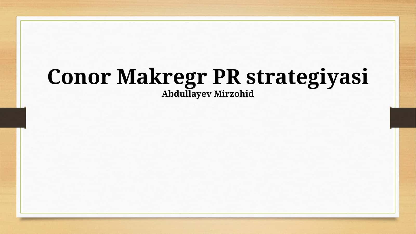 Conor Makregor PR strategiyasi 1