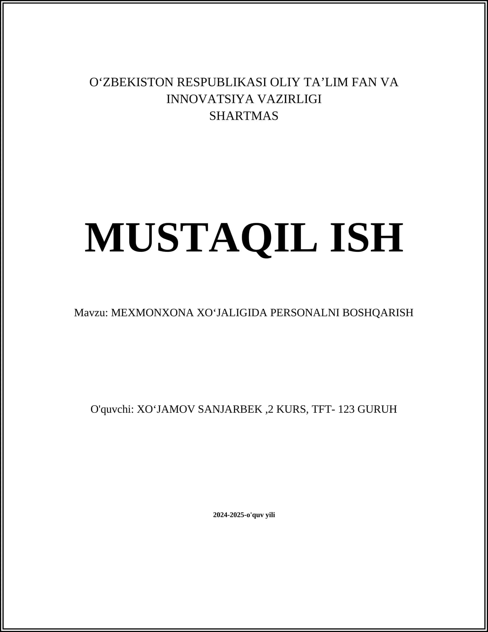 Personalni boshqarish asoslari 1