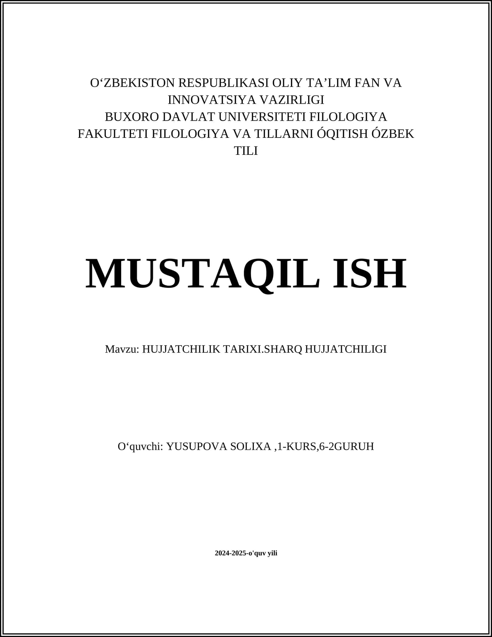 Hujjatchilik tarixi. Sharq hujjatchiligi 1