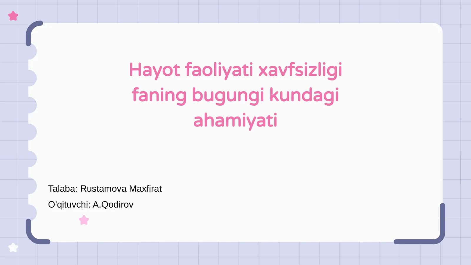 Hayot faoliyati xavfsizligi fanining ahamiyati 1