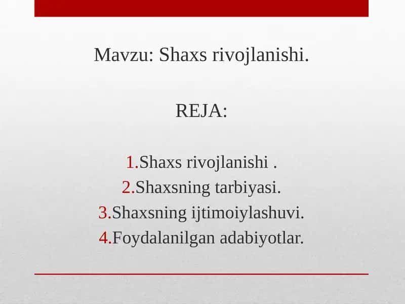 Shaxs rivojlanishi 1