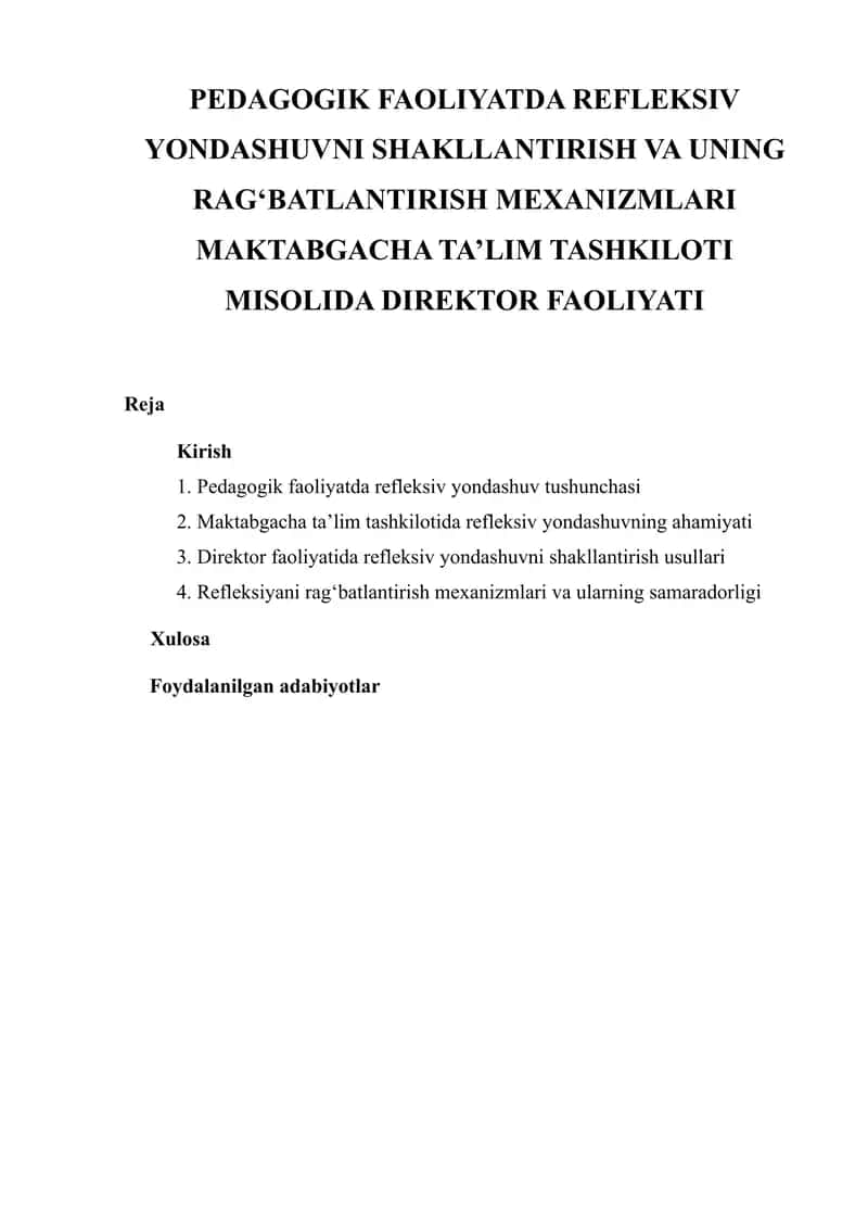 Refleksiv yondashuvni shakllantirish va uning rag‘batlantirish mexanizmlari 1