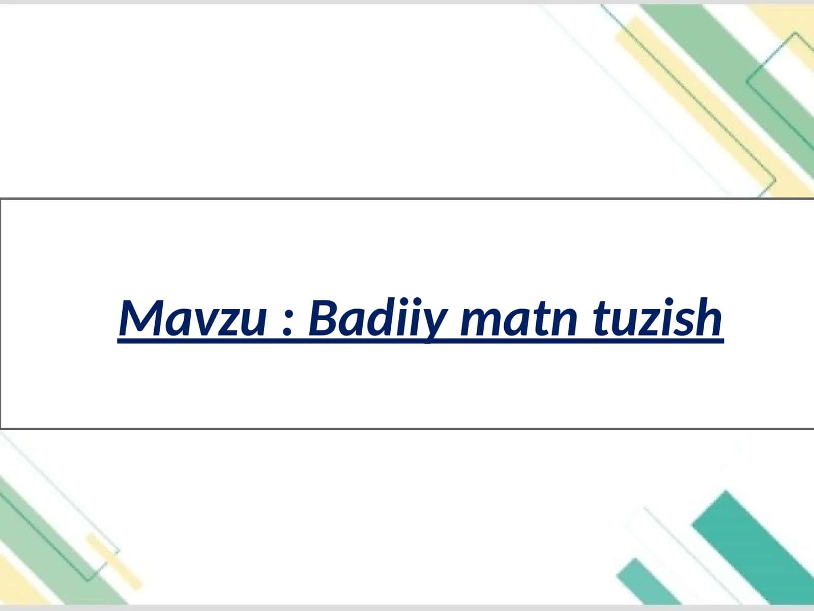 Badiiy matn tuzish 1