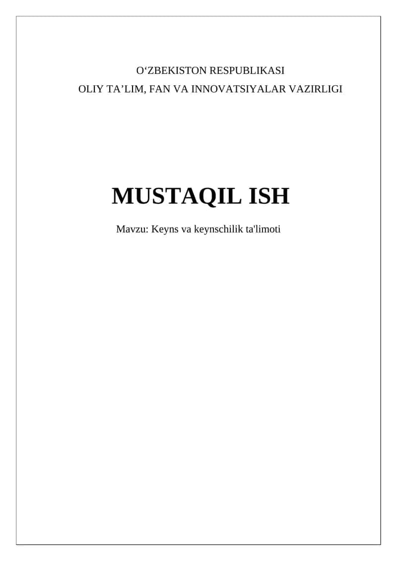 Keyns va keynschilik ta'limoti 1