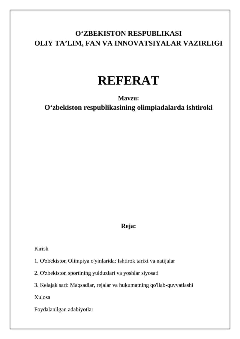 O'zbekiston Olimpiya o'yinlarida: Ishtirok tarixi va natijalar 1