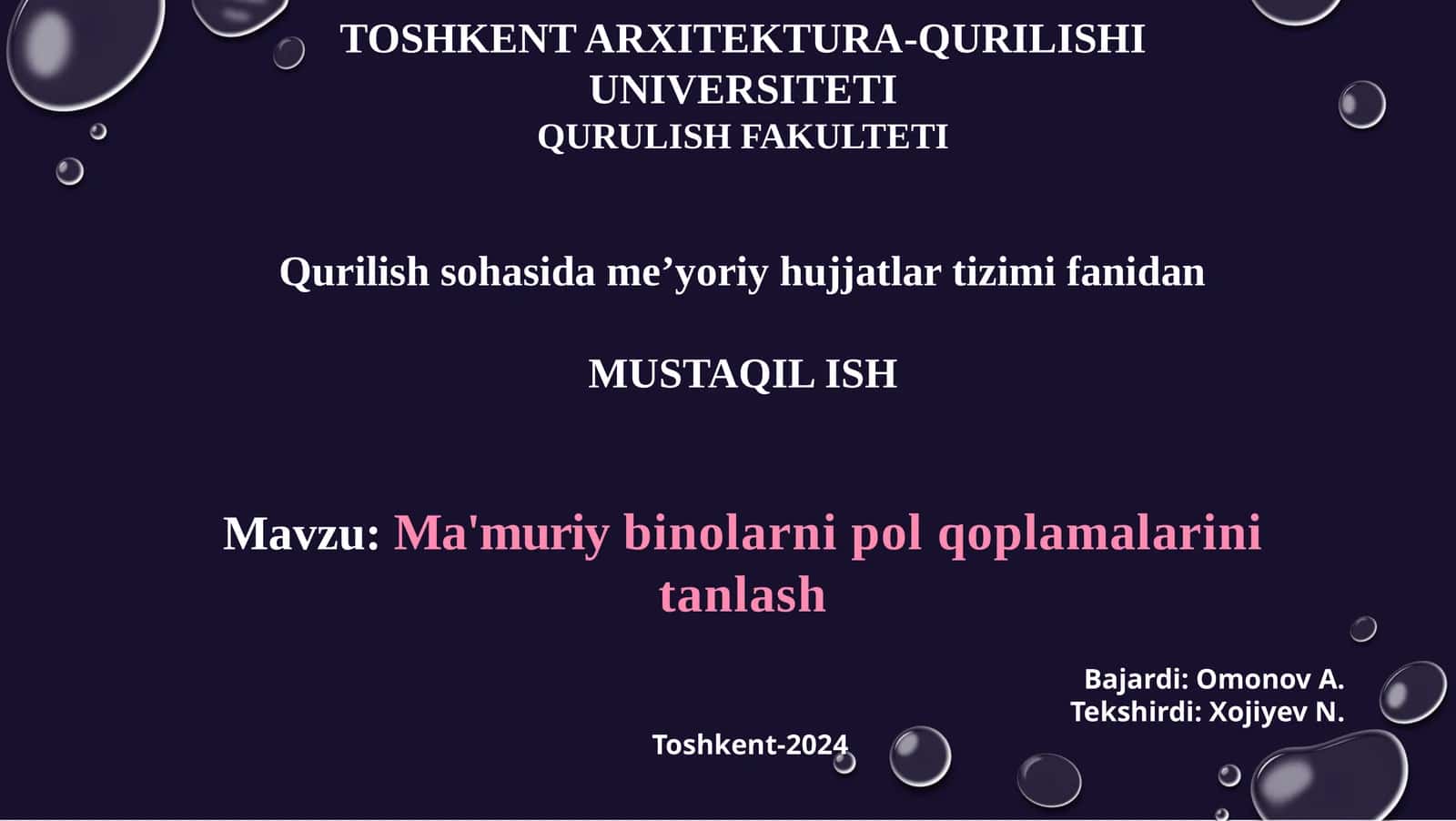 Ma'muriy binolarni polqoplamalari ni tanlash 1