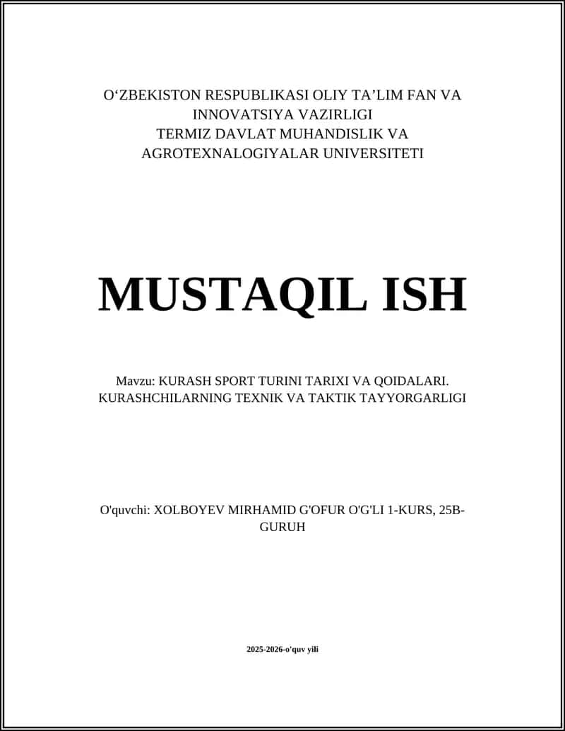Kurash Sport Turi Tarixi va Qoidalari 1