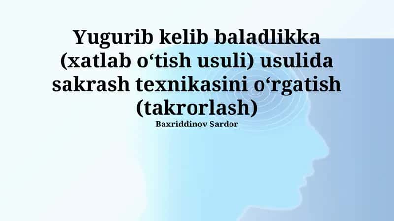Sakrash Texnikasini O'rgatish 1