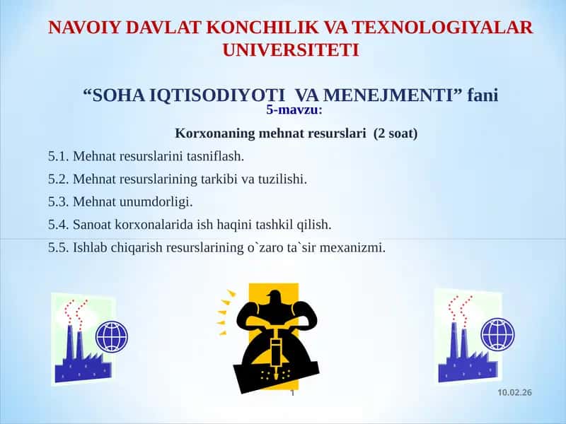 Korxonaningmehnat resurslari 1