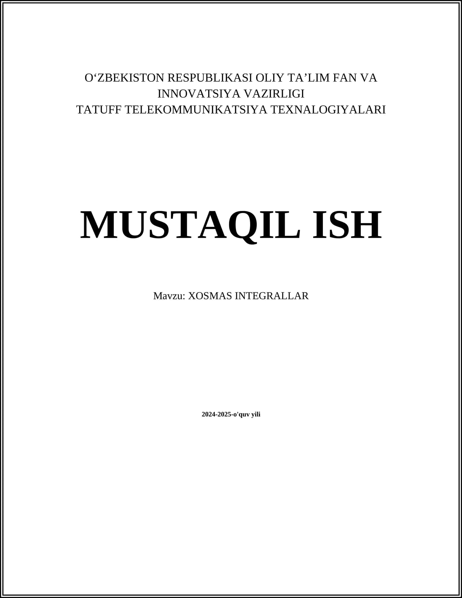 XOSMAS INTEGRALLAR 1