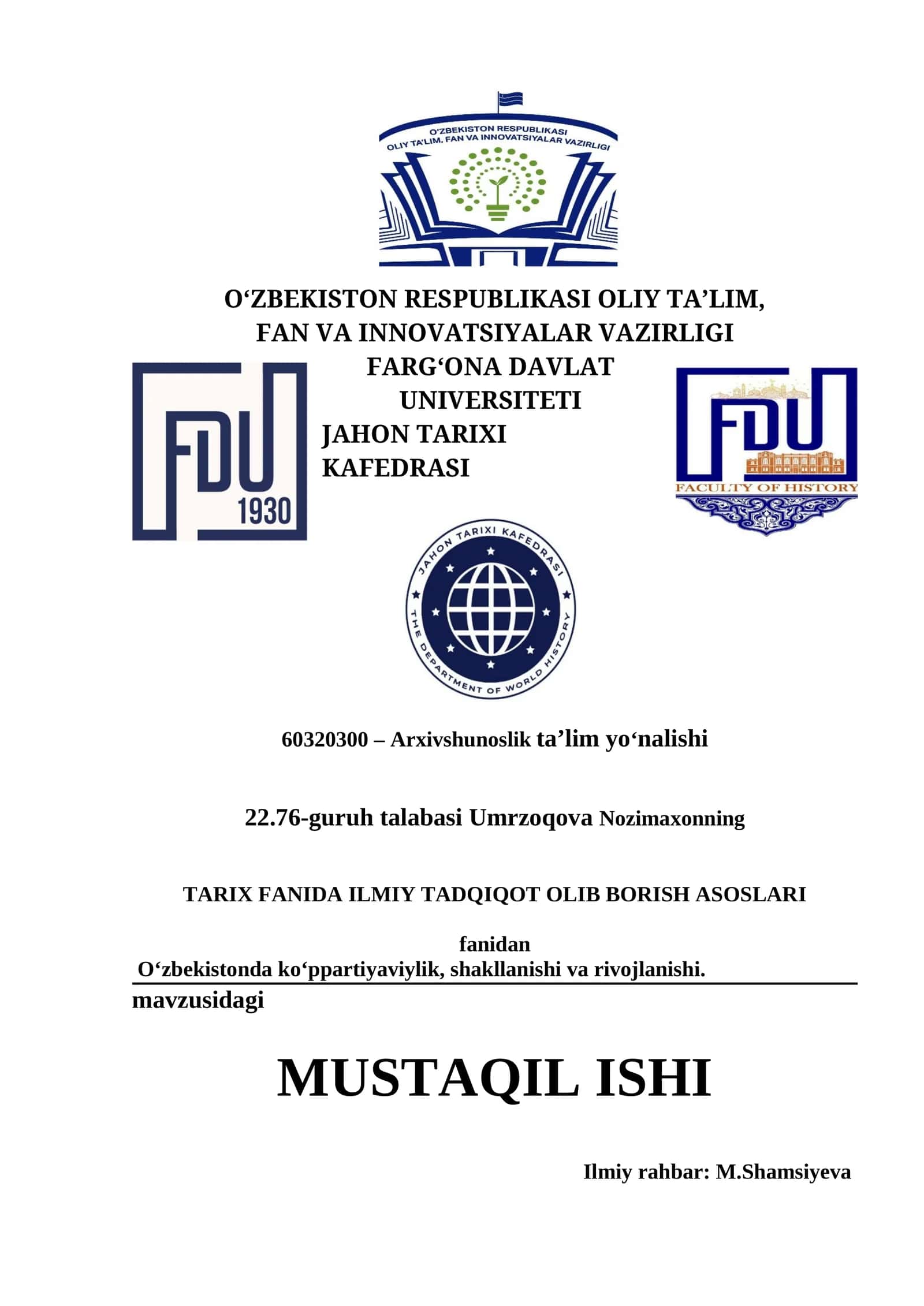 TARIX FANIDA ILMIY TADQIQOT OLIB BORISH ASOSLARI 1