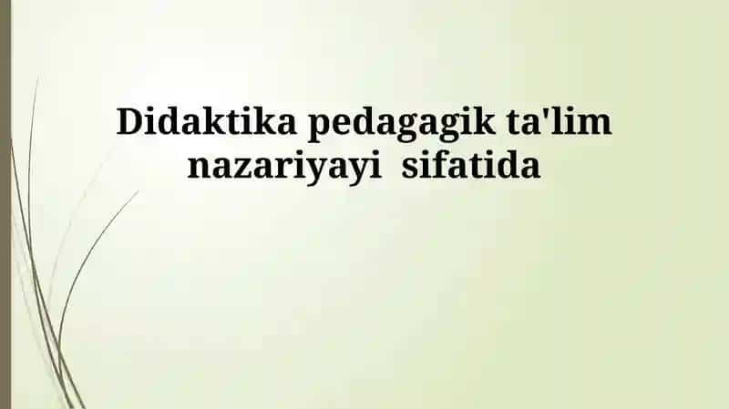 Didaktika ta'limiy nazariya sifatida